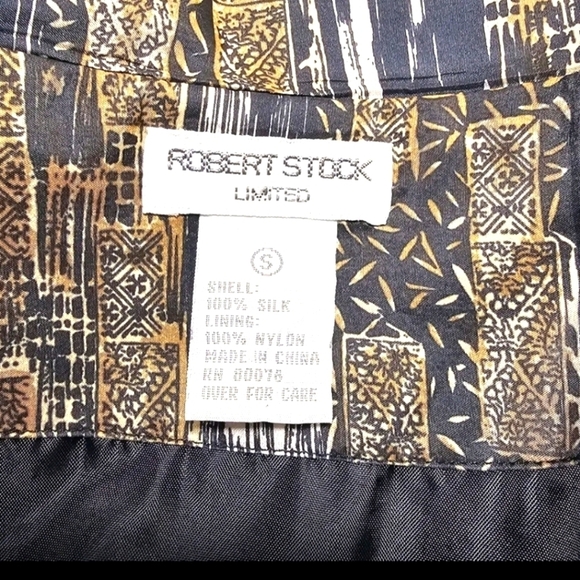 Robert Stock Women 90's Brown Small Silk Formal Casual Long Sleeve Jacket Blazer - Picture 10 of 11